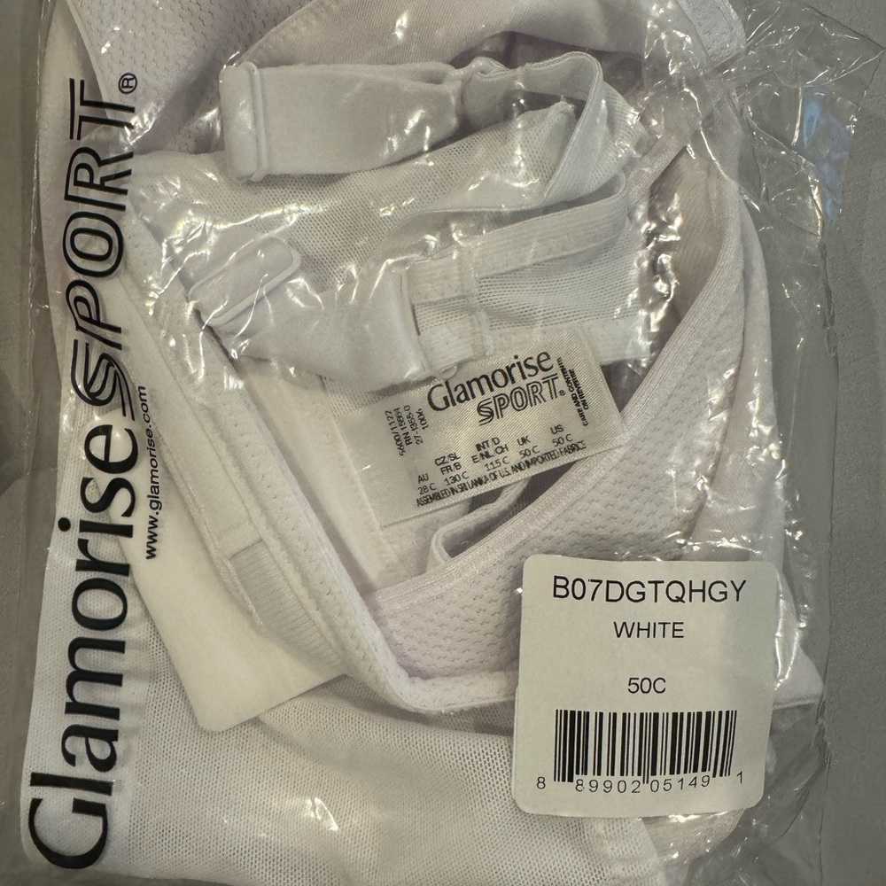Never opened, never worn, white wireless plus size sports bra